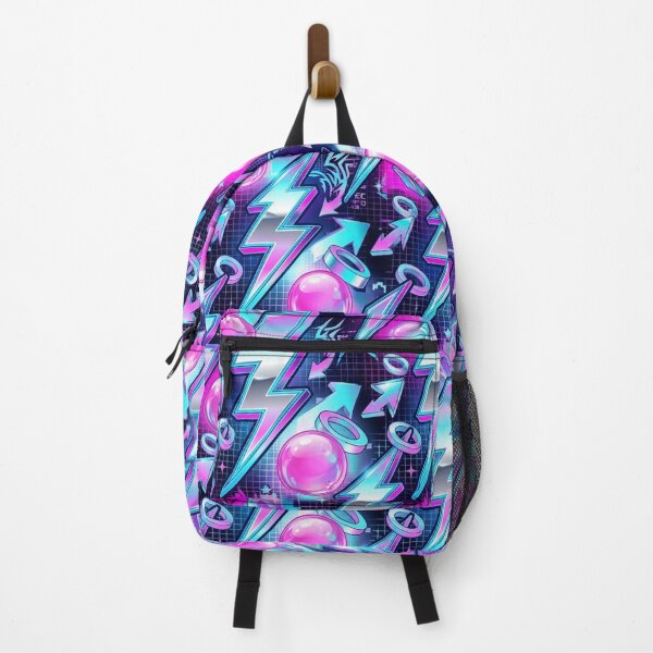 Item preview, Jagged Lightning Bolts & Bubblegum Bubbles Y2K Cyber Pattern designed and sold by StickVerse by Owais.