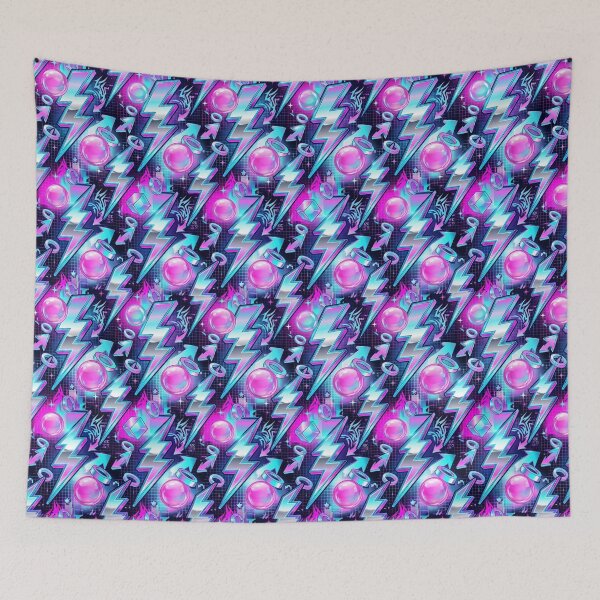 Item preview, Jagged Lightning Bolts & Bubblegum Bubbles Y2K Cyber Pattern designed and sold by StickVerse by Owais.