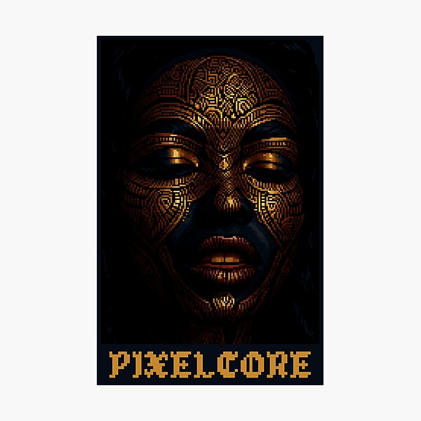 Item preview, Black and Gold African Woman Mask Pixel Art {PIXELCORE} designed and sold by PIXELCORE-TEE.