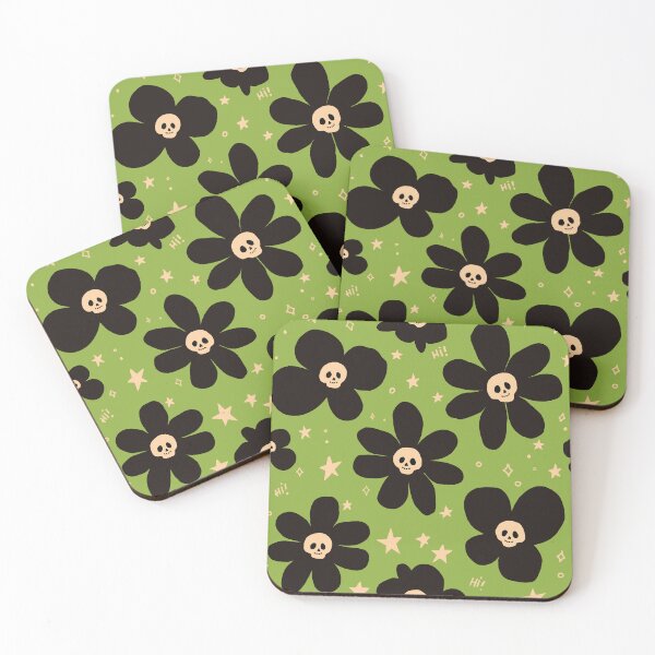 Item preview, Poison Green Skull Flower Halloween Pattern designed and sold by imaniko.
