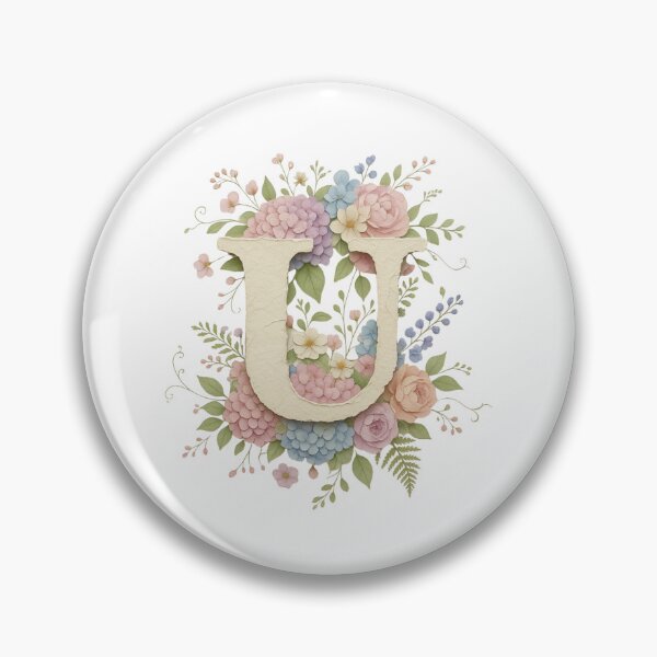 Item preview,  Cream Letter U Floral Monogram designed and sold by ITCHAWAWAA.