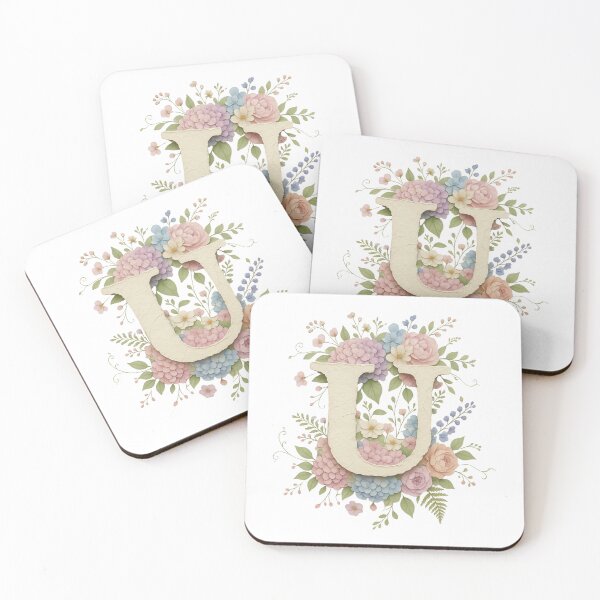Item preview,  Cream Letter U Floral Monogram designed and sold by ITCHAWAWAA.