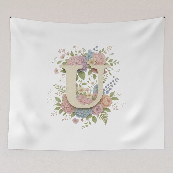 Item preview,  Cream Letter U Floral Monogram designed and sold by ITCHAWAWAA.