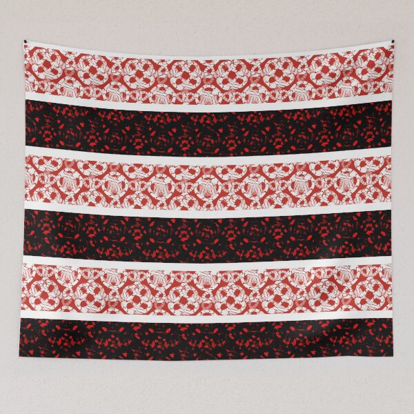 Item preview, Traditional Lace Border Pattern - Red and Black Gothic Geometric Fabric designed and sold by MAMA.art.Rio <Marsailhe_Milward>.