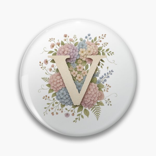 Item preview, Floral Letter V Monogram Watercolor designed and sold by ITCHAWAWAA.
