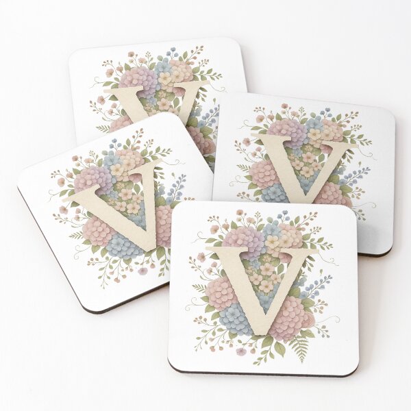 Item preview, Floral Letter V Monogram Watercolor designed and sold by ITCHAWAWAA.