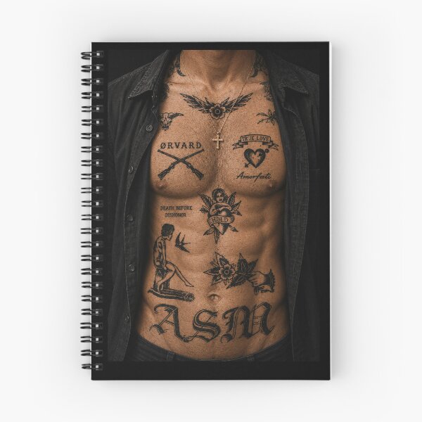 Item preview, Tattooed Torso Open Black Shirt Vintage Ink Art designed and sold by Boreal Apparel.