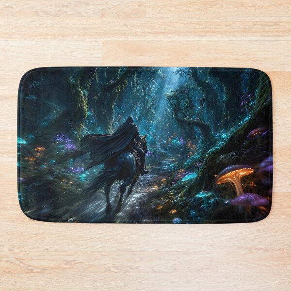 Item preview, Midnight Rider Through the Enchanted Forest – Dark Fantasy Horse Adventure designed and sold by DreamyWallVibes.
