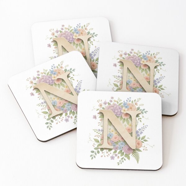 Item preview, Floral Letter N Monogram Watercolor designed and sold by ITCHAWAWAA.