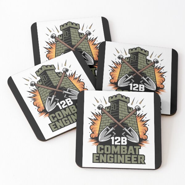 Item preview, 12B Combat Engineer — Castle Tower Emblem with Crossed Shovels and Explosion Military MOS Graphic designed and sold by GFamilyC.
