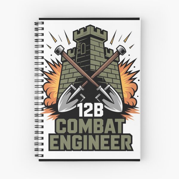 Item preview, 12B Combat Engineer — Castle Tower Emblem with Crossed Shovels and Explosion Military MOS Graphic designed and sold by GFamilyC.