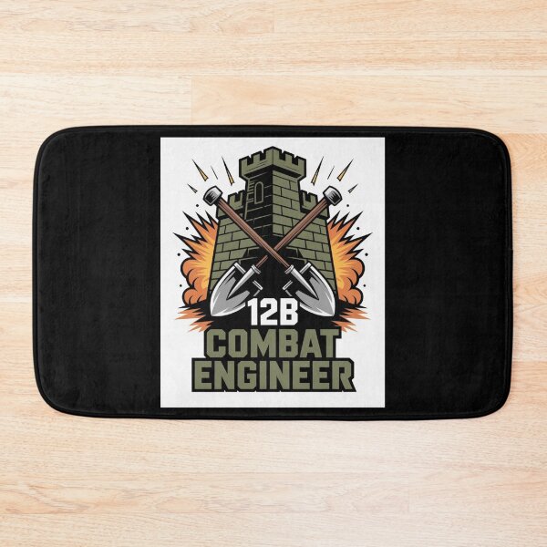 Item preview, 12B Combat Engineer — Castle Tower Emblem with Crossed Shovels and Explosion Military MOS Graphic designed and sold by GFamilyC.