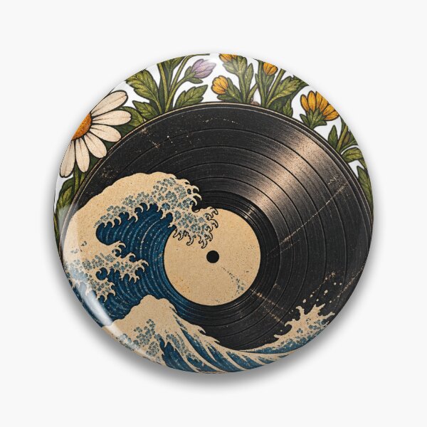 Item preview, Retro Vinyl Record Ocean Wave & Wildflower Vintage Sticker designed and sold by Anstickerrr.