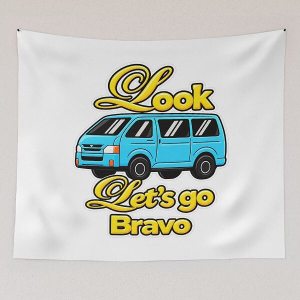 Item preview, Look Let’s Go Bravo – Blue Van Road Trip Adventure designed and sold by Marilia Rosado Studio.
