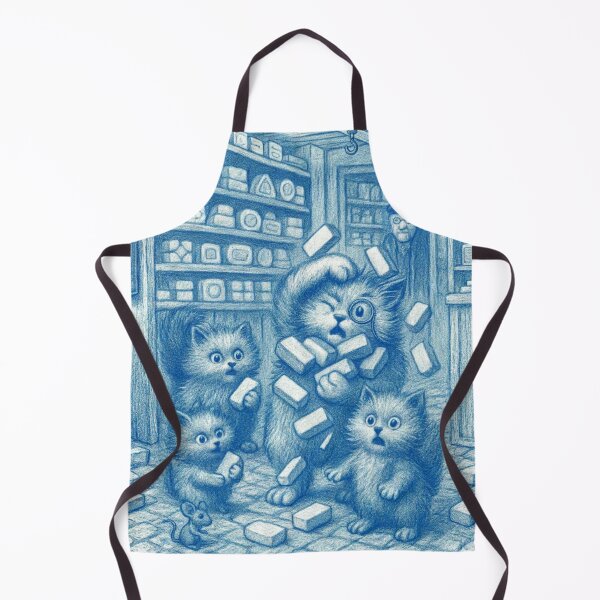 Item preview, Gustave in the Montmartre Soap Shop - Blue Vintage Cat Illustration designed and sold by FonulaBlue.