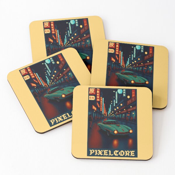 Item preview, Vintage Japanese Car in Night Street Pixel Art {PIXELCORE} designed and sold by PIXELCORE-TEE.