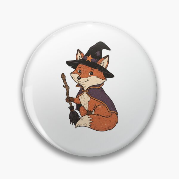 Item preview, Cute Witch Fox – Magical Woodland Halloween - Fox Witch Riding a Broom designed and sold by SOUFIANE1991.