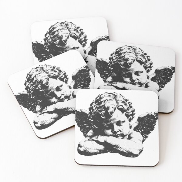 Item preview, Sleeping Cherub Love Angel Statue Halftone Vintage designed and sold by HexRelic.