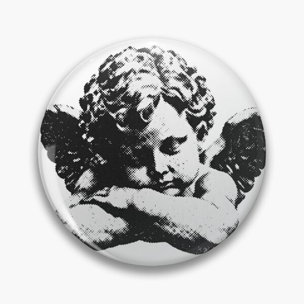 Item preview, Sleeping Cherub Love Angel Statue Halftone Vintage designed and sold by HexRelic.