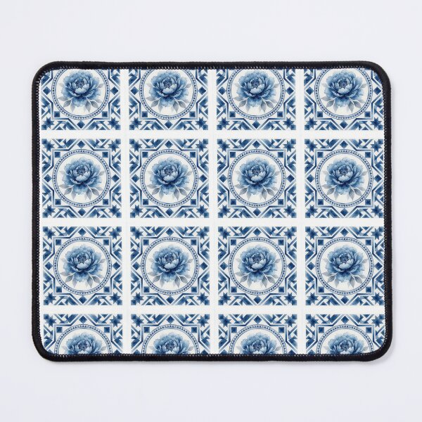 Item preview, Blue Peony Tile Art – Blue and White Floral Ceramic Watercolor Design designed and sold by HappyOops.