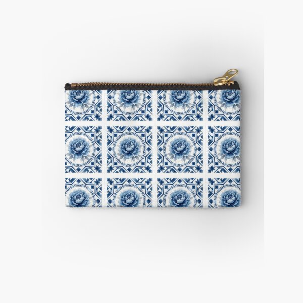 Item preview, Blue Peony Tile Art – Blue and White Floral Ceramic Watercolor Design designed and sold by HappyOops.