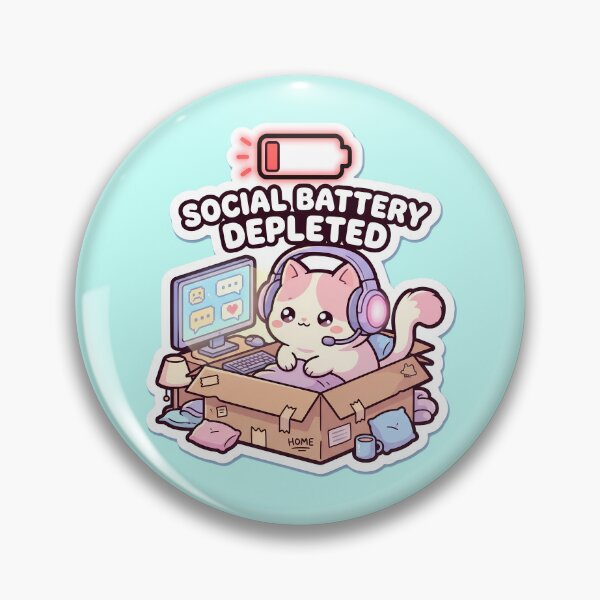 Item preview, Social Battery Depleted Cute Gaming Cat designed and sold by Pickmash.