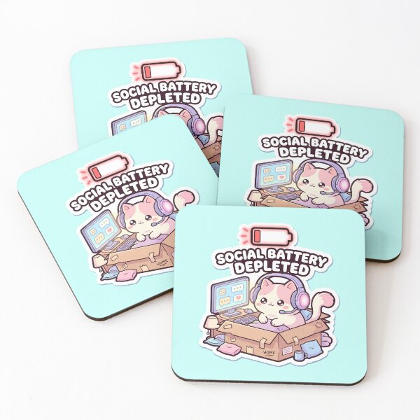 Item preview, Social Battery Depleted Cute Gaming Cat designed and sold by Pickmash.