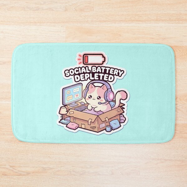 Item preview, Social Battery Depleted Cute Gaming Cat designed and sold by Pickmash.