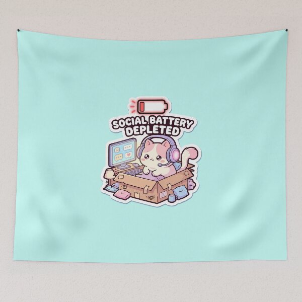 Item preview, Social Battery Depleted Cute Gaming Cat designed and sold by Pickmash.