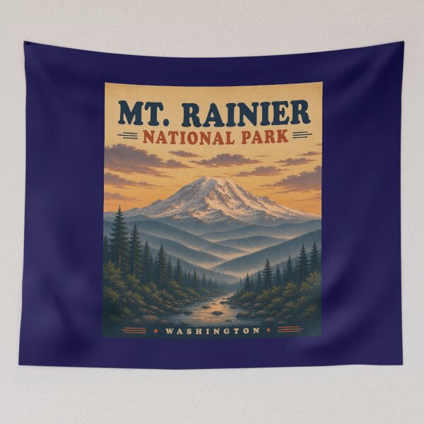 Item preview, Mt. Rainier National Park Vintage Travel Poster – Washington Mountain Sunset designed and sold by Swanny's Custom T-shirt and Gift Designs.