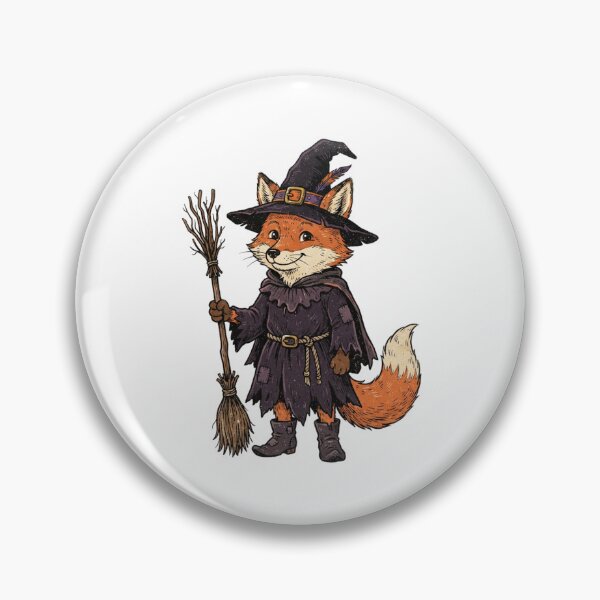 Item preview,  Cute Witch Fox – Magical Woodland Halloween - Fox Witch Riding a Broom designed and sold by SOUFIANE1991.