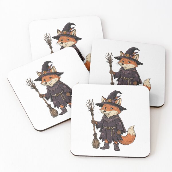 Item preview,  Cute Witch Fox – Magical Woodland Halloween - Fox Witch Riding a Broom designed and sold by SOUFIANE1991.