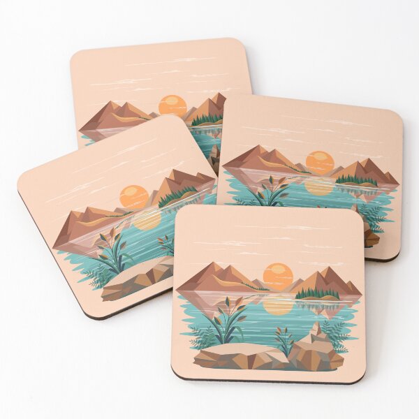 Item preview, Peaceful Mountain Lake Sunset Landscape designed and sold by BluedarkArt.