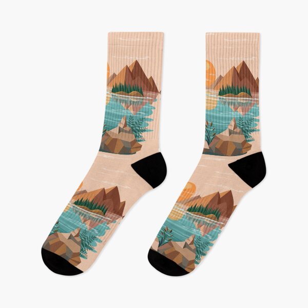 Item preview, Peaceful Mountain Lake Sunset Landscape designed and sold by BluedarkArt.