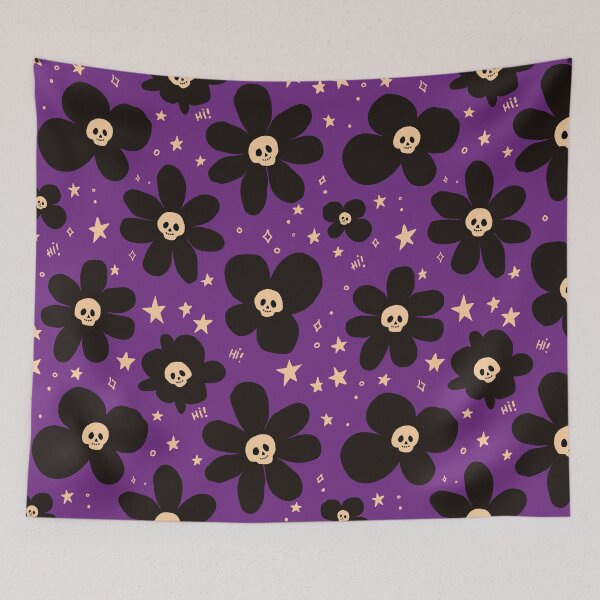 Item preview, Purple Skull Flower Halloween Pattern designed and sold by imaniko.