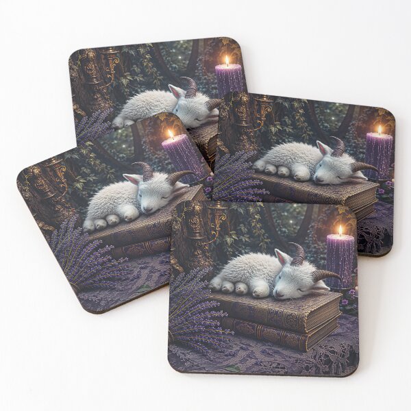 Item preview, Sleeping Witch Goat on Ancient Spell Books | Gothic Fantasy Art designed and sold by WhimsyWink.