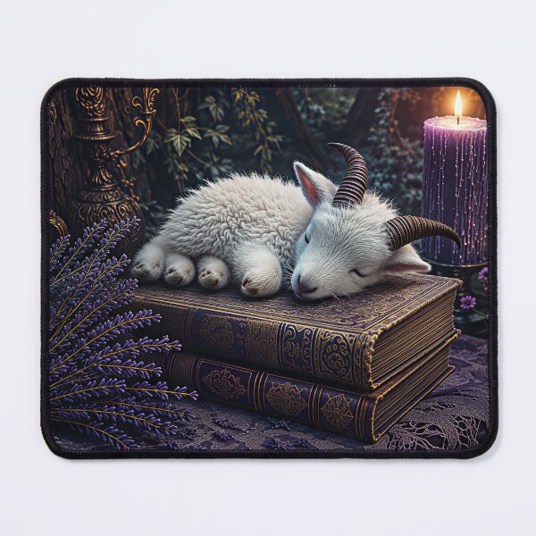 Item preview, Sleeping Witch Goat on Ancient Spell Books | Gothic Fantasy Art designed and sold by WhimsyWink.