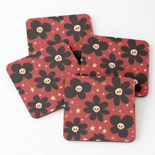Item preview, Blood Red Skull Flower Halloween Pattern designed and sold by imaniko.