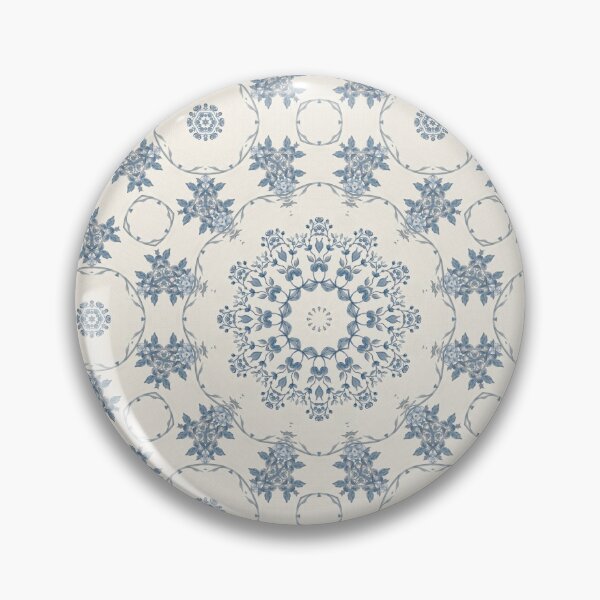 Item preview, Blue & White Floral Kaleidoscope Mandala Pattern designed and sold by FawnFeatherCo.