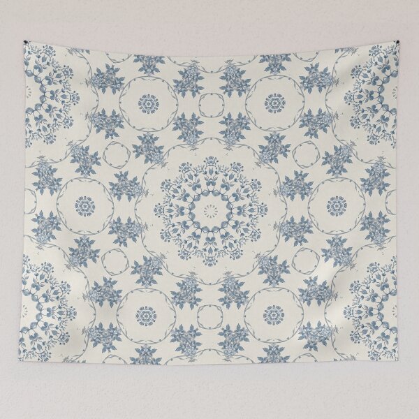 Item preview, Blue & White Floral Kaleidoscope Mandala Pattern designed and sold by FawnFeatherCo.