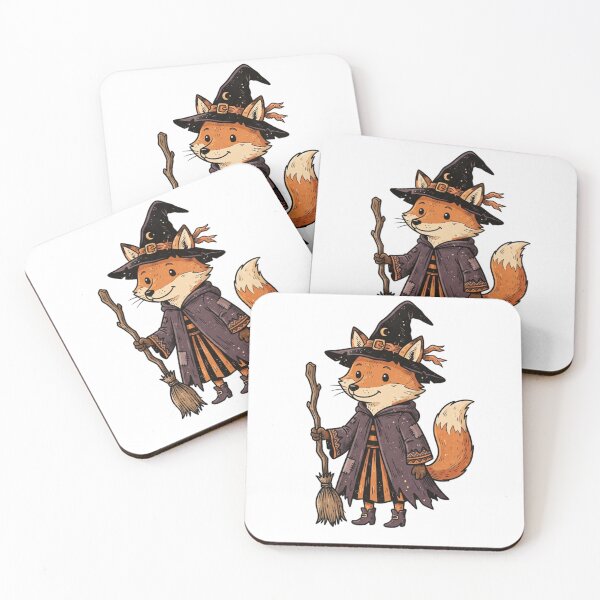 Item preview, Cute Witch Fox – Magical Woodland Halloween - Fox Witch Riding a Broom designed and sold by SOUFIANE1991.