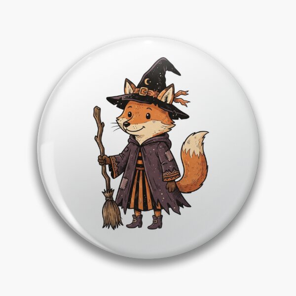 Item preview, Cute Witch Fox – Magical Woodland Halloween - Fox Witch Riding a Broom designed and sold by SOUFIANE1991.
