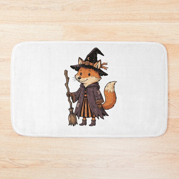Item preview, Cute Witch Fox – Magical Woodland Halloween - Fox Witch Riding a Broom designed and sold by SOUFIANE1991.