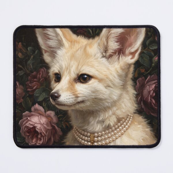 Item preview, Vintage Fennec Fox Vintage Rose Portrait designed and sold by Real Beast Art.