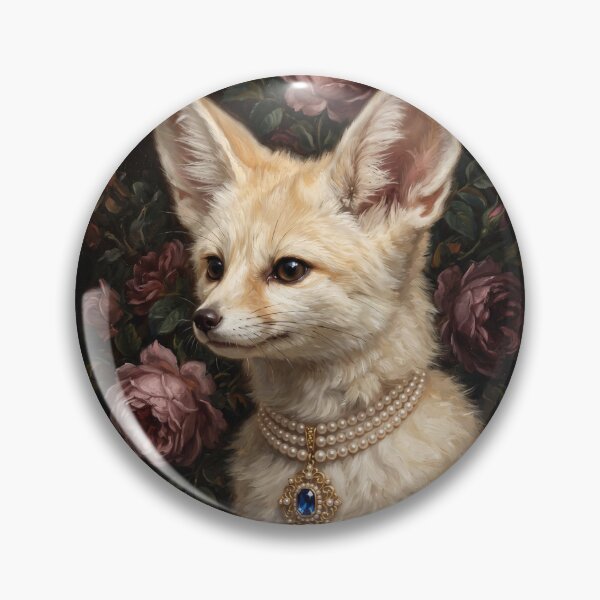 Item preview, Vintage Fennec Fox Vintage Rose Portrait designed and sold by The Real Beast Art.