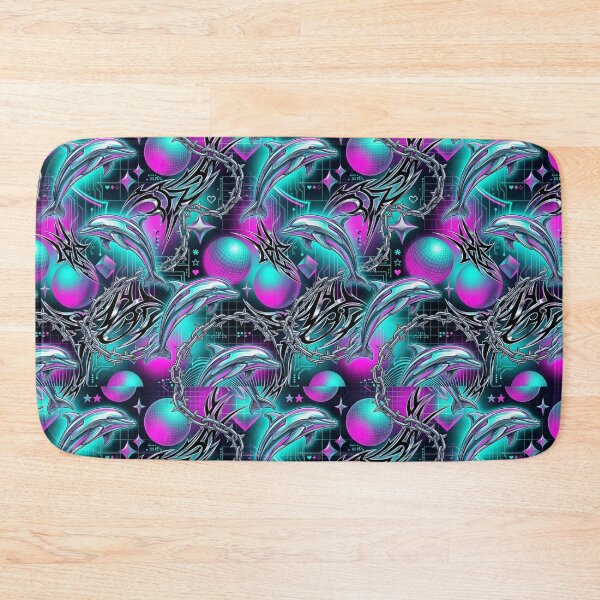 Item preview, Spiked Chains & Chrome Dolphins Y2K Cyber Pattern designed and sold by StickVerse by Owais.