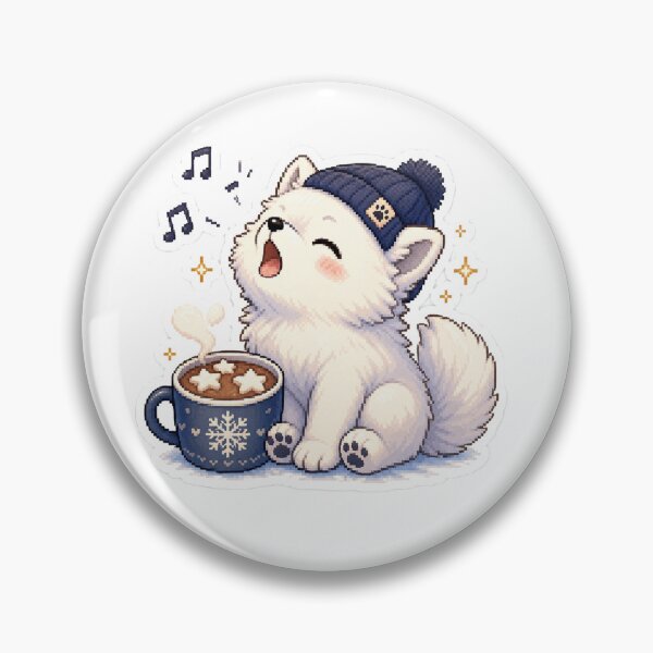 Item preview, Cozy White Wolf Pup Howl and Hot Cocoa designed and sold by CozyPixel-J.