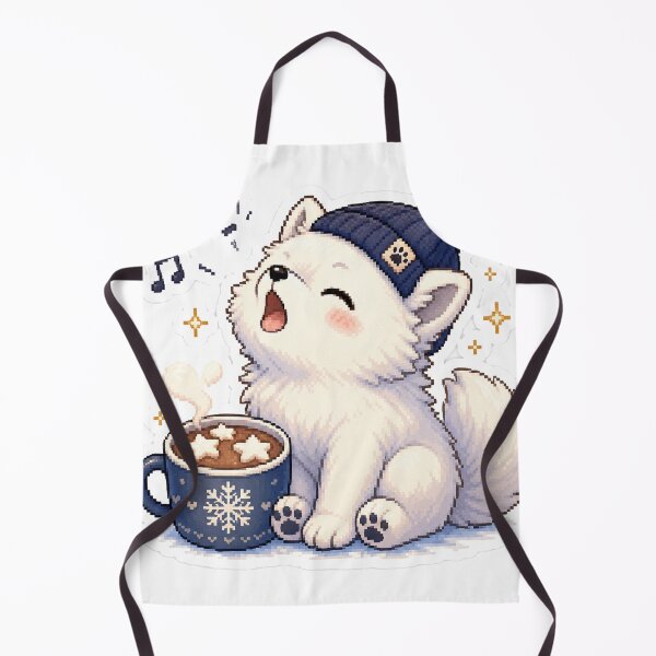 Item preview, Cozy White Wolf Pup Howl and Hot Cocoa designed and sold by CozyPixel-J.