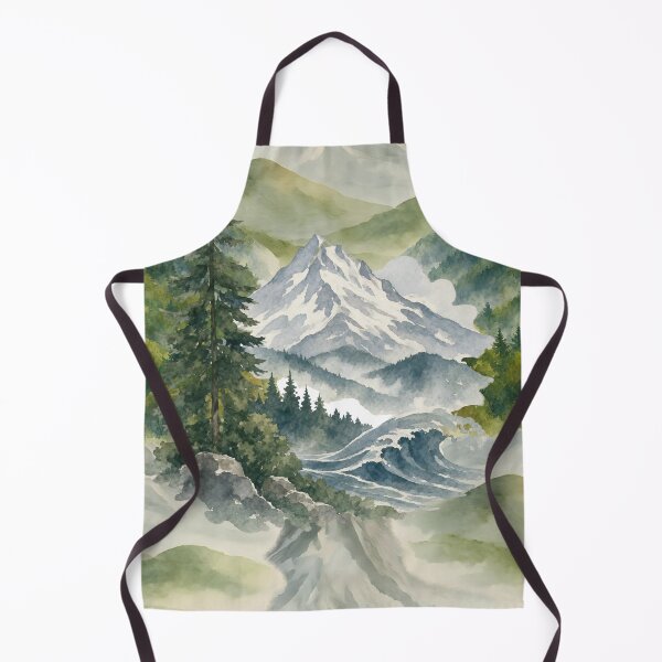 Item preview, Majestic Pine Mountain Lake Landscape Watercolor Art designed and sold by ​Jyoti Digital Artist.