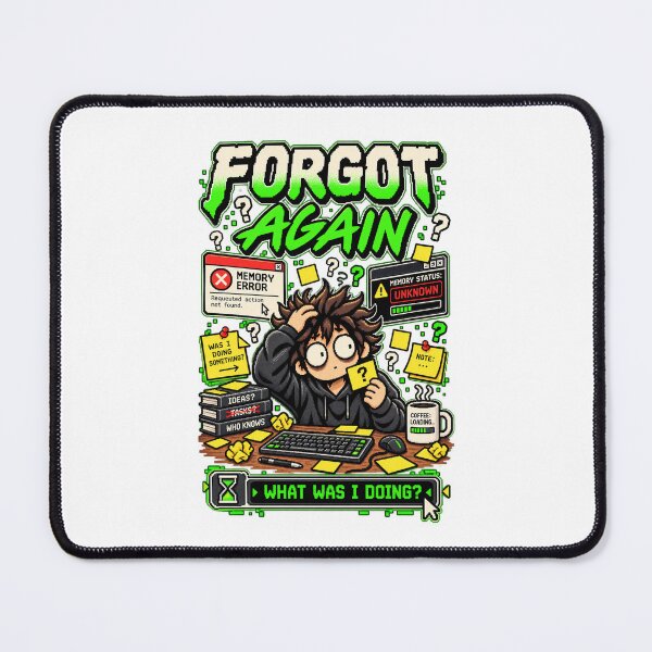 Item preview, Forgot Again – Retro Pixel Memory Error Humor designed and sold by Mad Factory Designs.